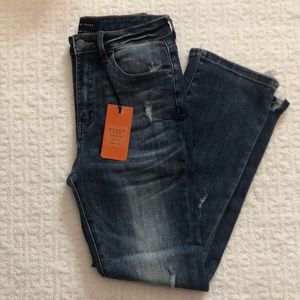 Risen straight leg jeans